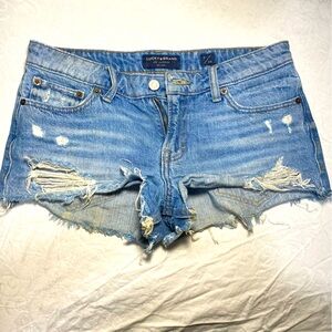 Lucky Brand Size 2 The Cutoff Denim Distressed Shorts Women’s 26 Destroyed Blue